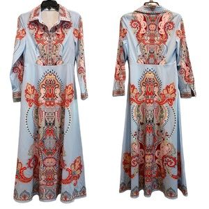 Beautiful blue print shirt dress. Side zip. Like new. London brand.